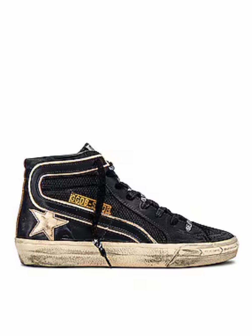 Golden Goose Black High-Top Sneakers with Gold Star Accent
